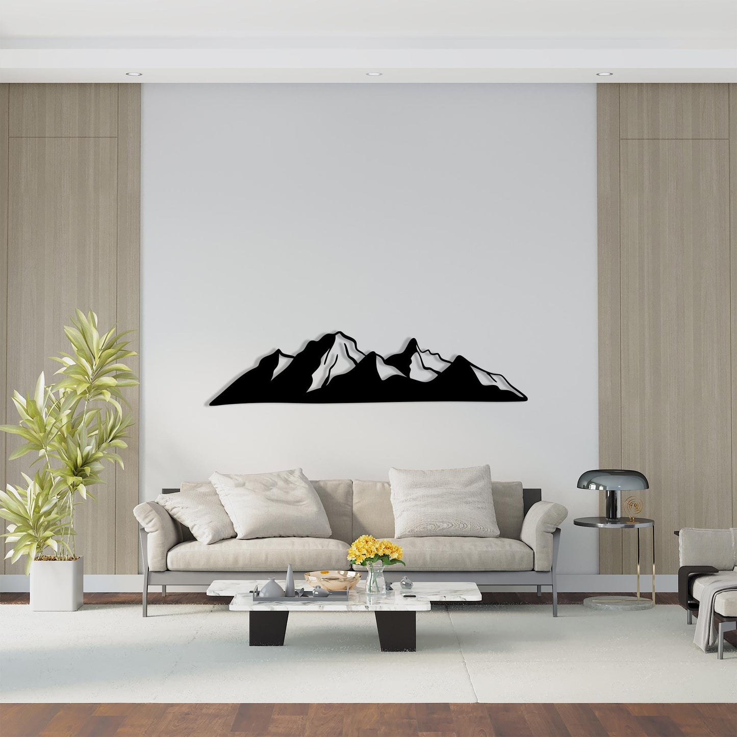 Black Metal Mountain Wall Art, Modern Nature Decor | Wallsignature