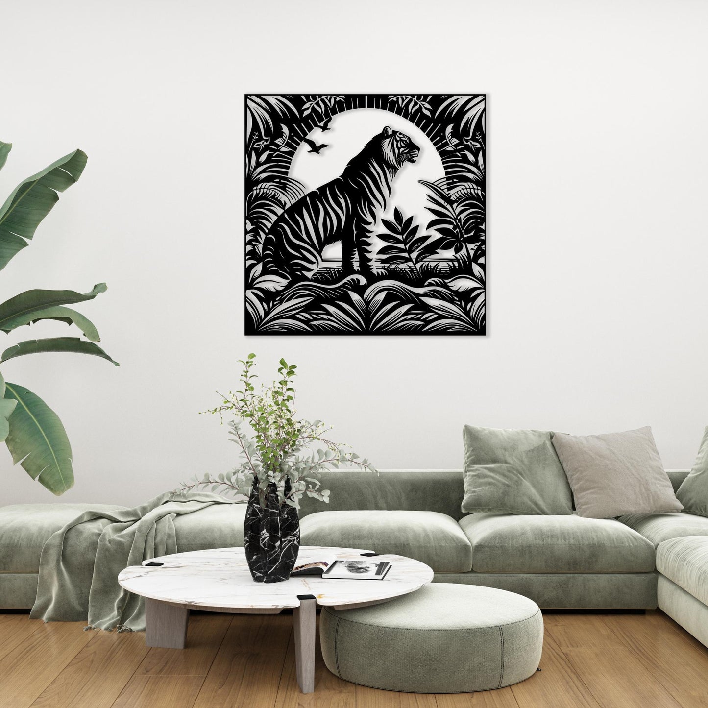 Tiger Metal Wall Art bedroom interior styling