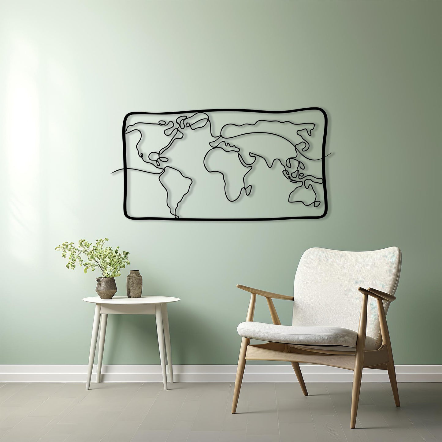 Modern Metal World Map Wall Art, Minimalist Travel Decor | Wallsignature