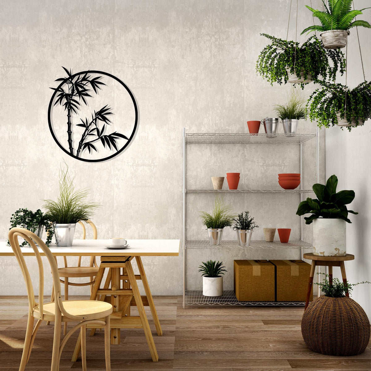 Bamboo Circle Metal Wall Art bedroom interior styling