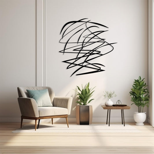 Abstract Metal Wall Art shown on a living room wall