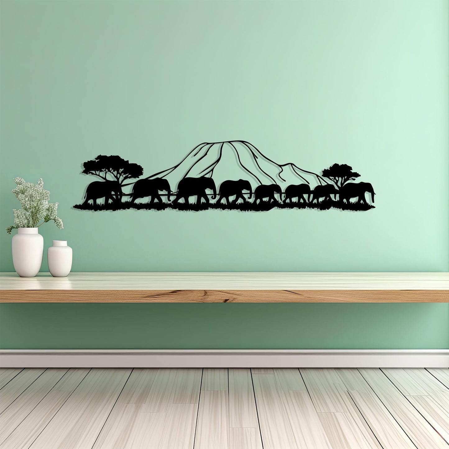 Elephant & Kilimanjaro Metal Wall Art – Safari Nursery Decor | Wallsignature