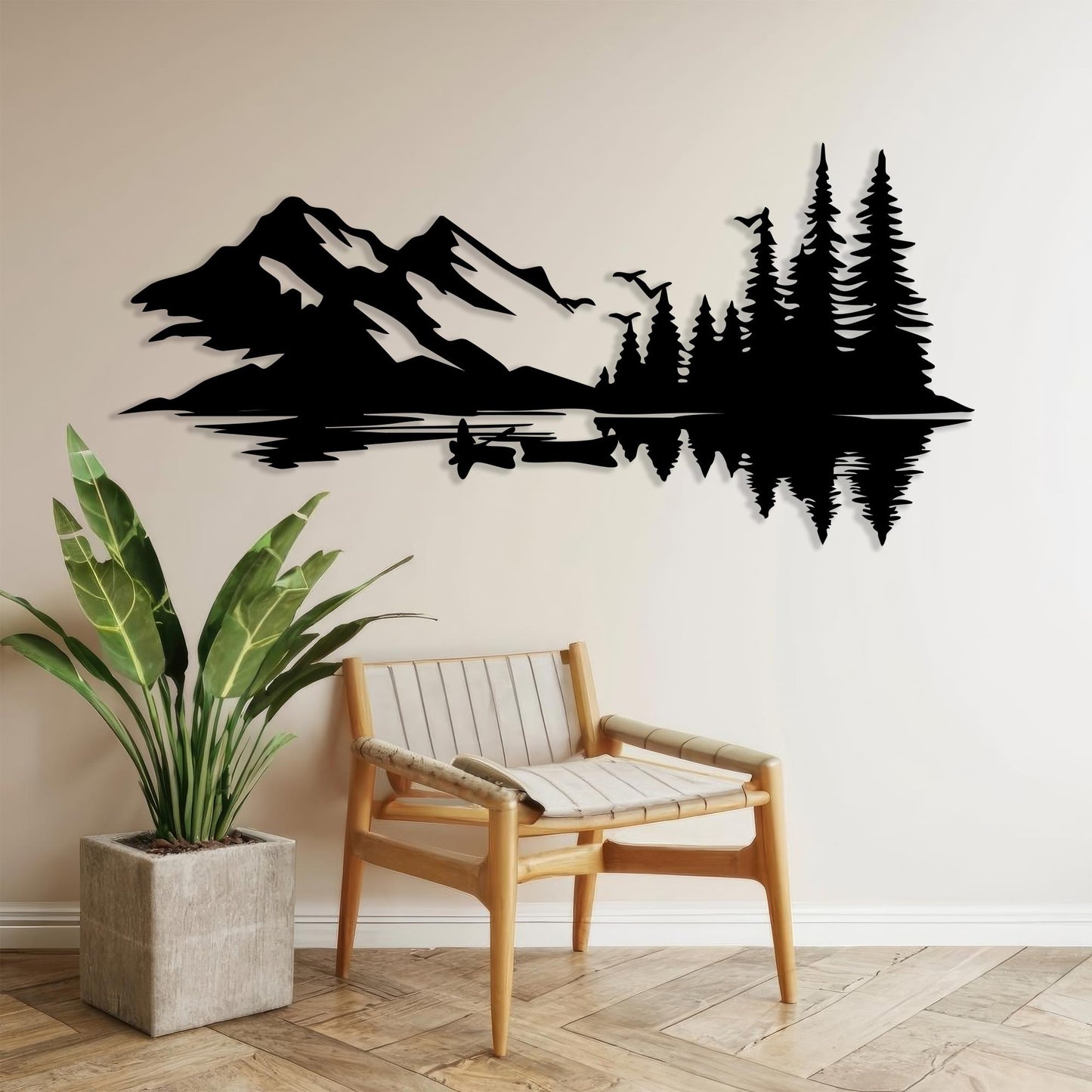Mountain Lake Canoe Metal Wall Art, Cabin Decor Landscape, Unique Birthday Gift | Wallsignature