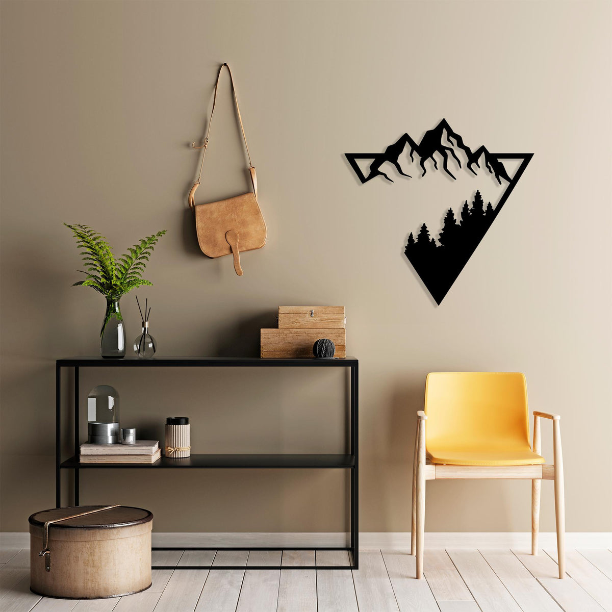 Mountain Forest Metal Wall Art bedroom interior styling