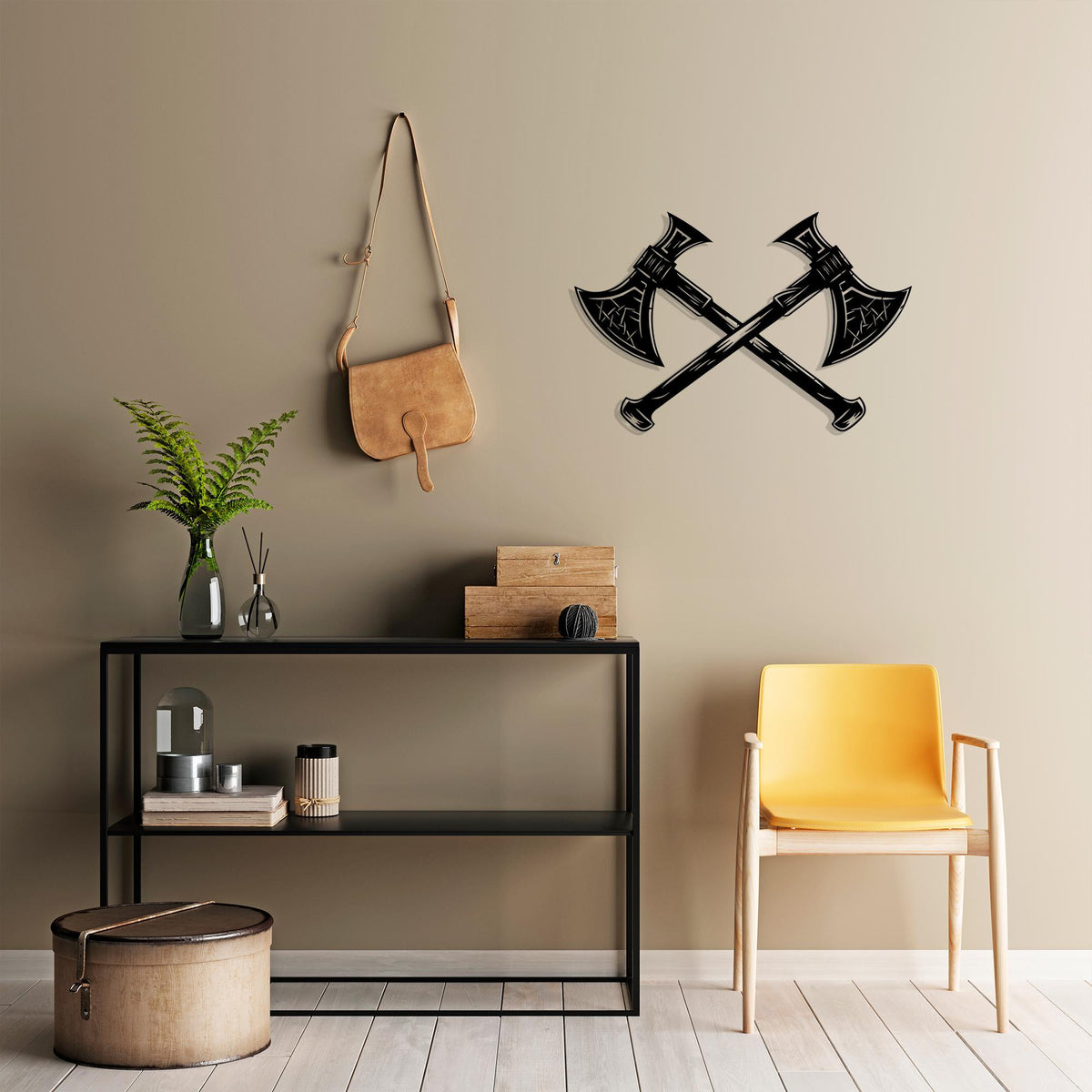 Viking Axe Metal Wall Art bedroom interior styling