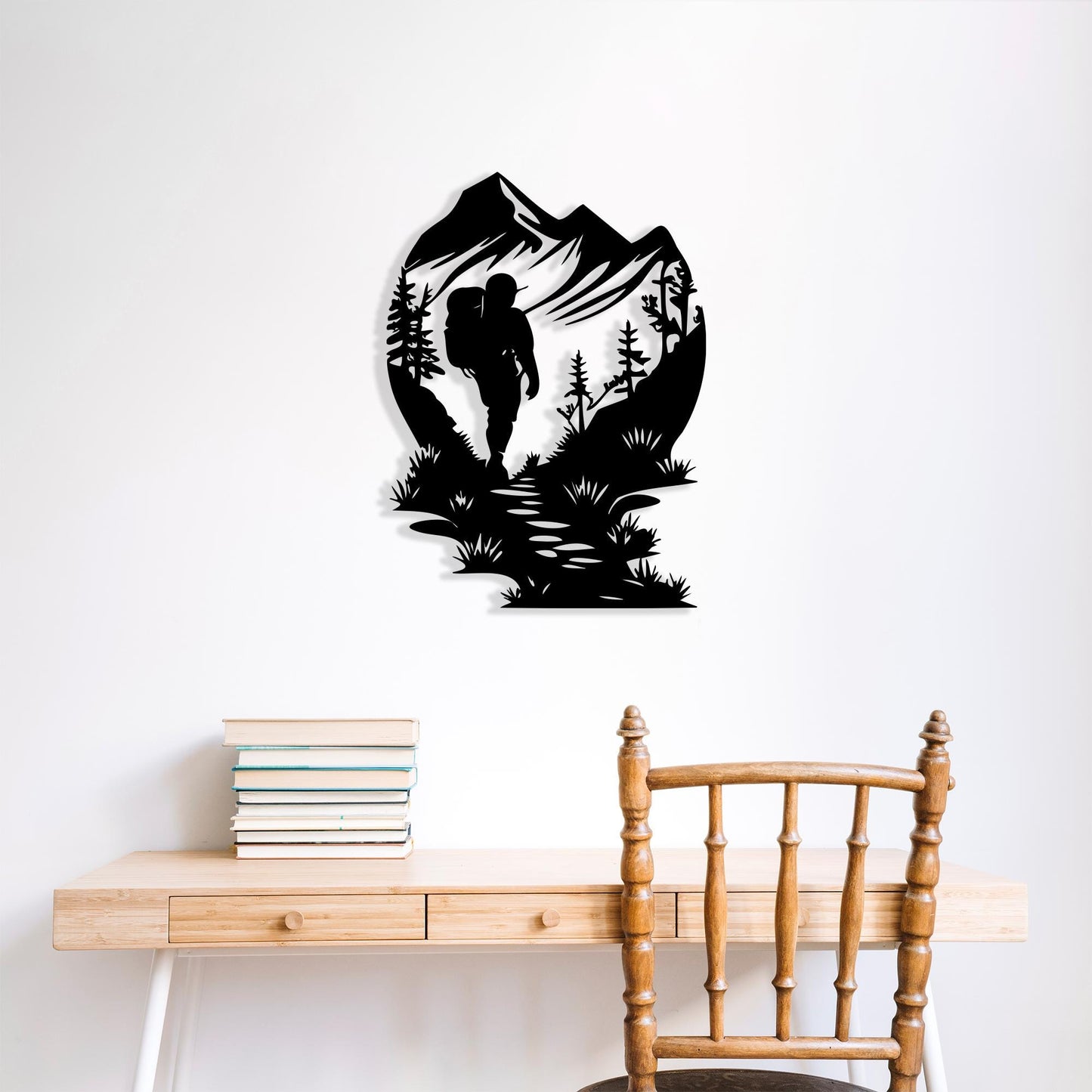Hiker Metal Wall Art, Mountain Forest Adventure Decor | Wallsignature