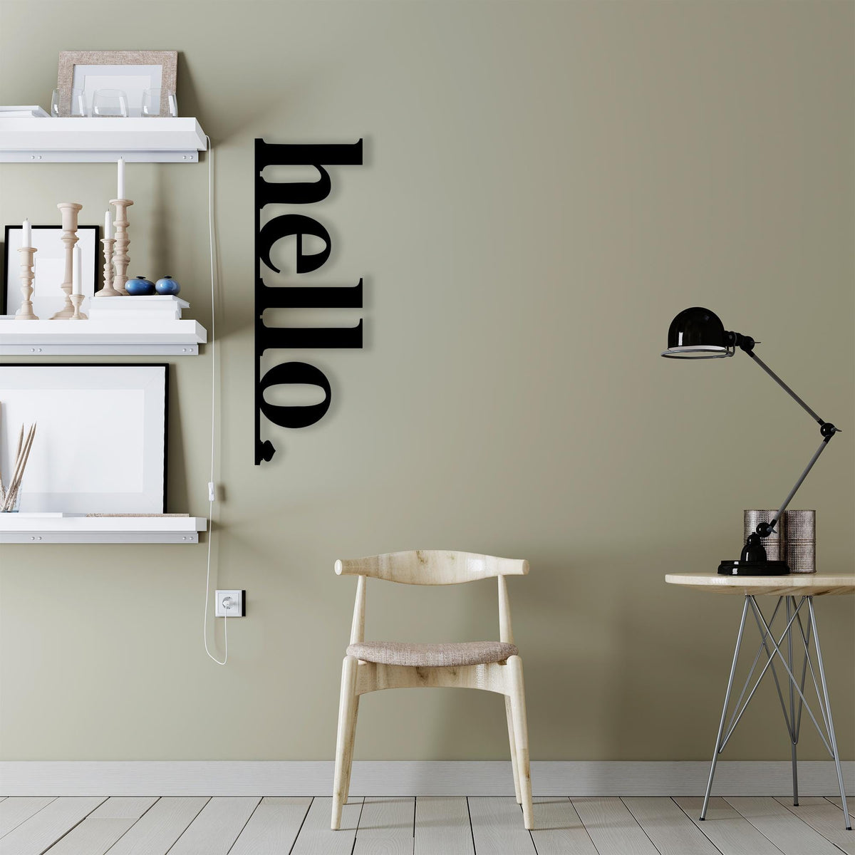 Modern Hello Metal Wall Art bedroom interior styling