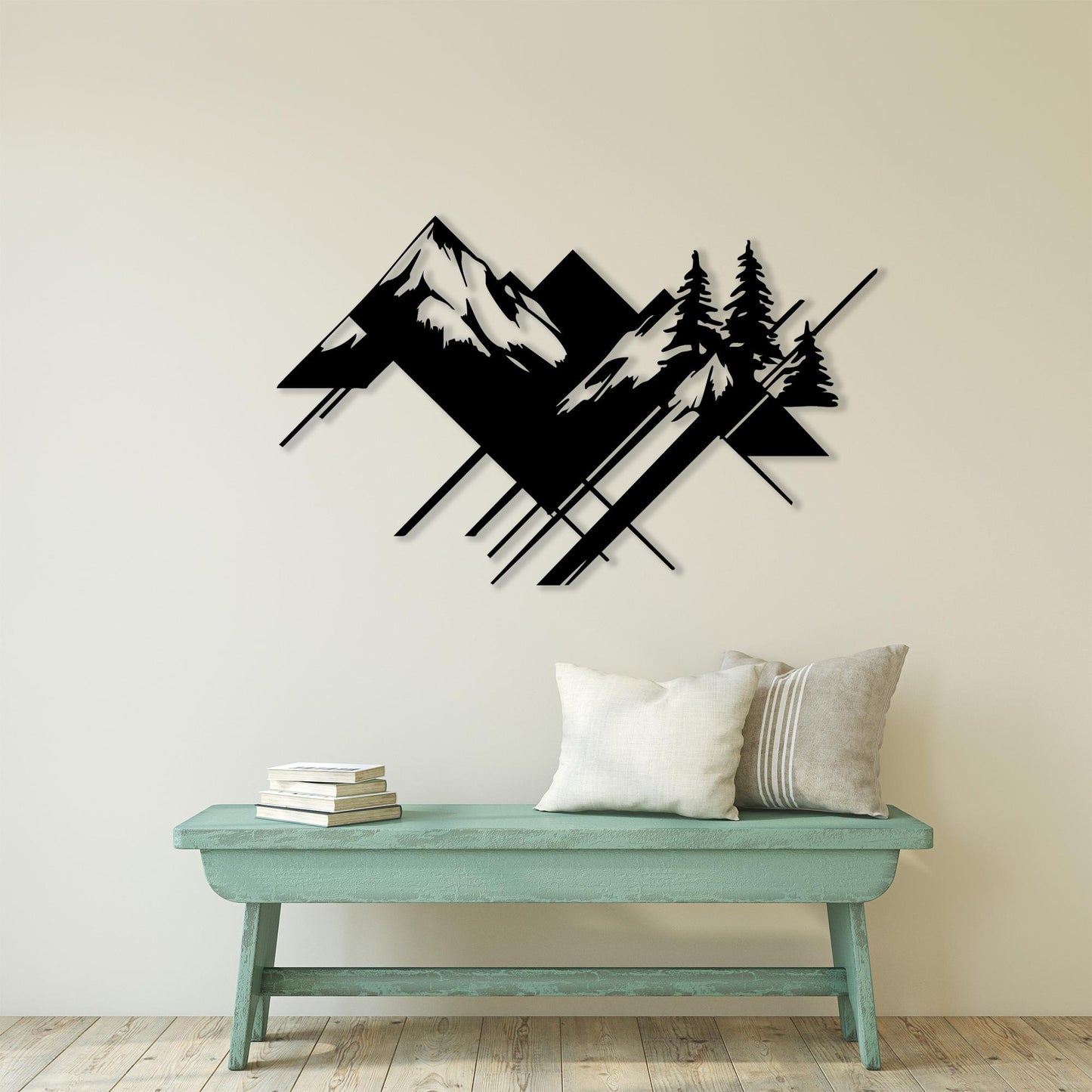 Geometric Mountain Metal Wall Art , Modern Minimalist Home Decor | Wallsignature