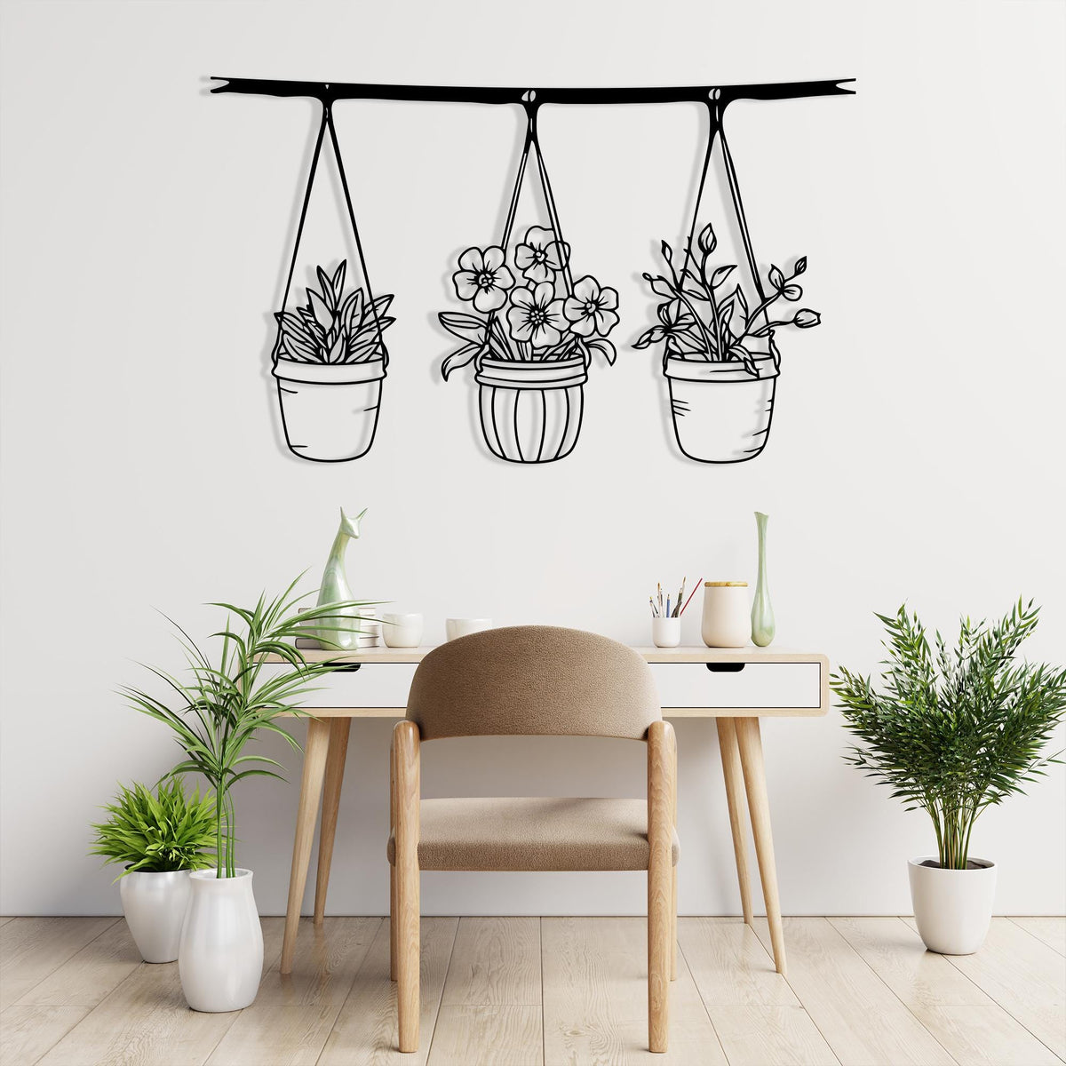 Botanical Metal Hanging Planter Wall Art bedroom interior styling