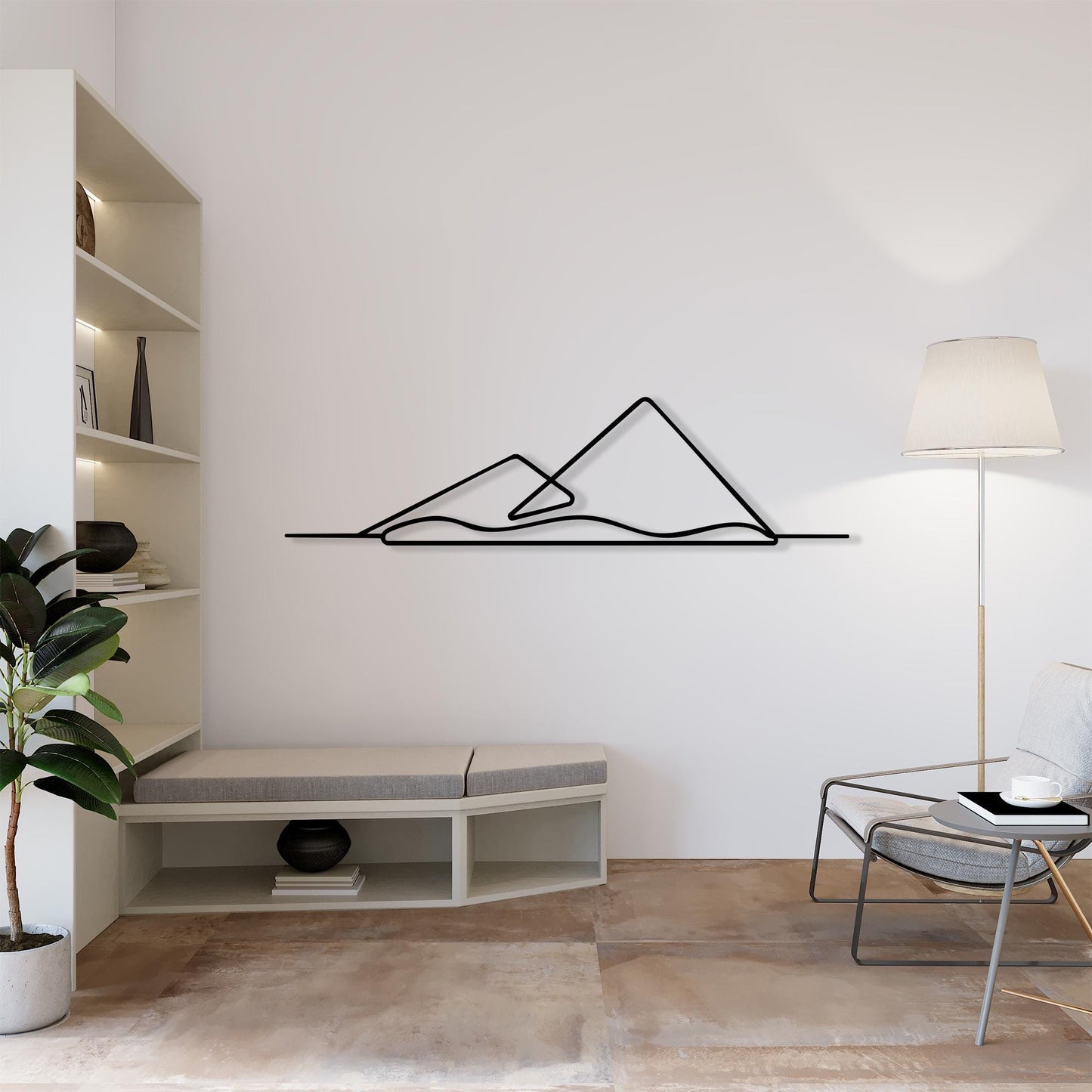 Minimalist Mountain Metal Wall Art, Modern Line Design For Living Room, Unique Birthday Gift | Wallsignature