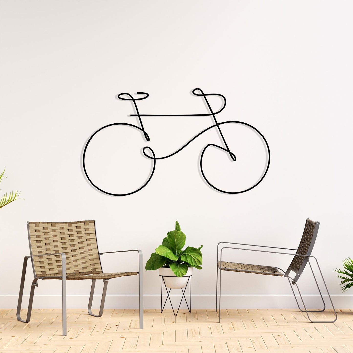 One Line Bicycle Metal Wall Art bedroom interior styling
