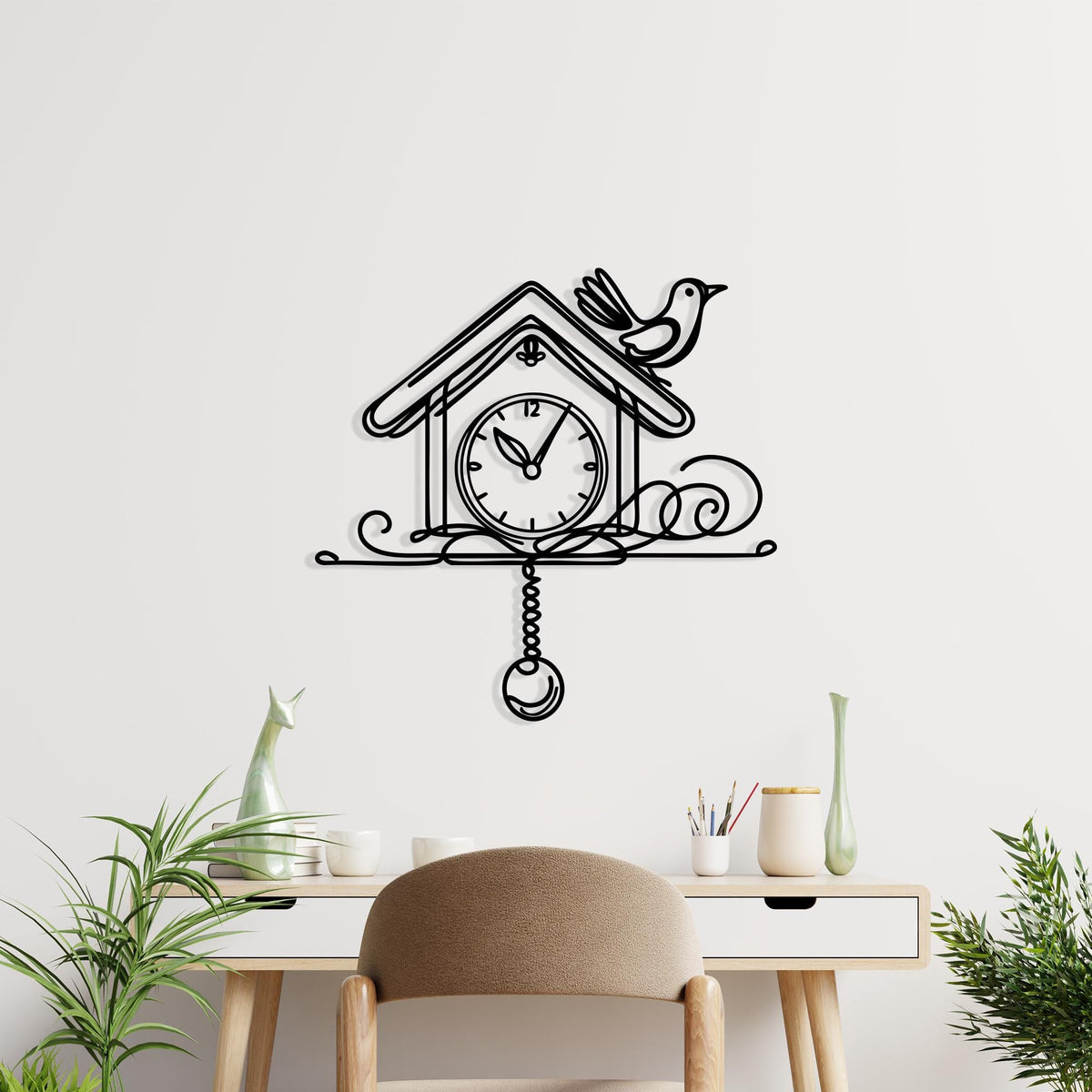 Cuckoo Clock Metal Wall Art bedroom interior styling