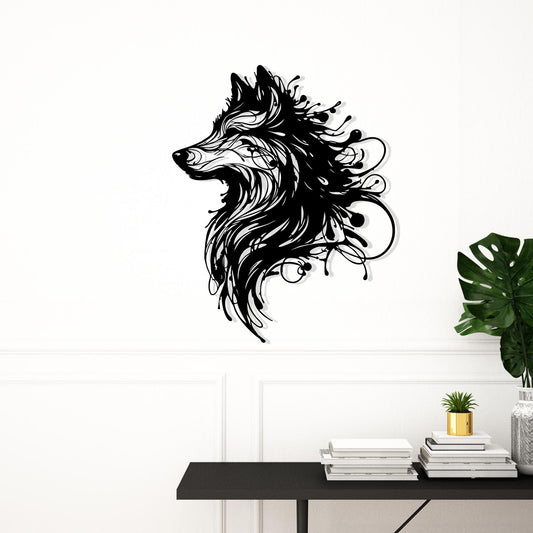Abstract Wolf Metal Wall Art, Modern Wildlife Decor, Unique Animal Head, Housewarming Gift | Wallsignature