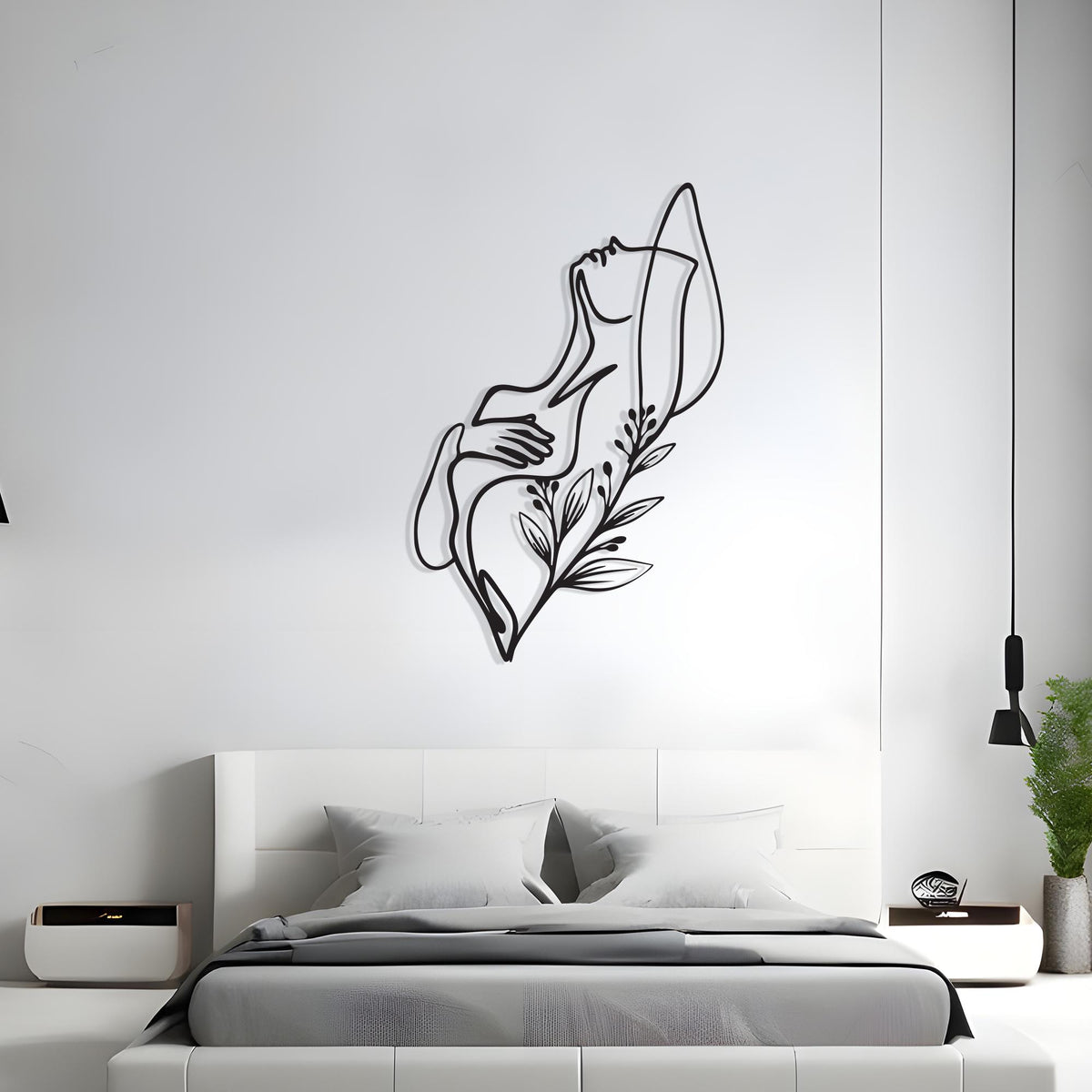 Female Body Line Art bedroom interior styling