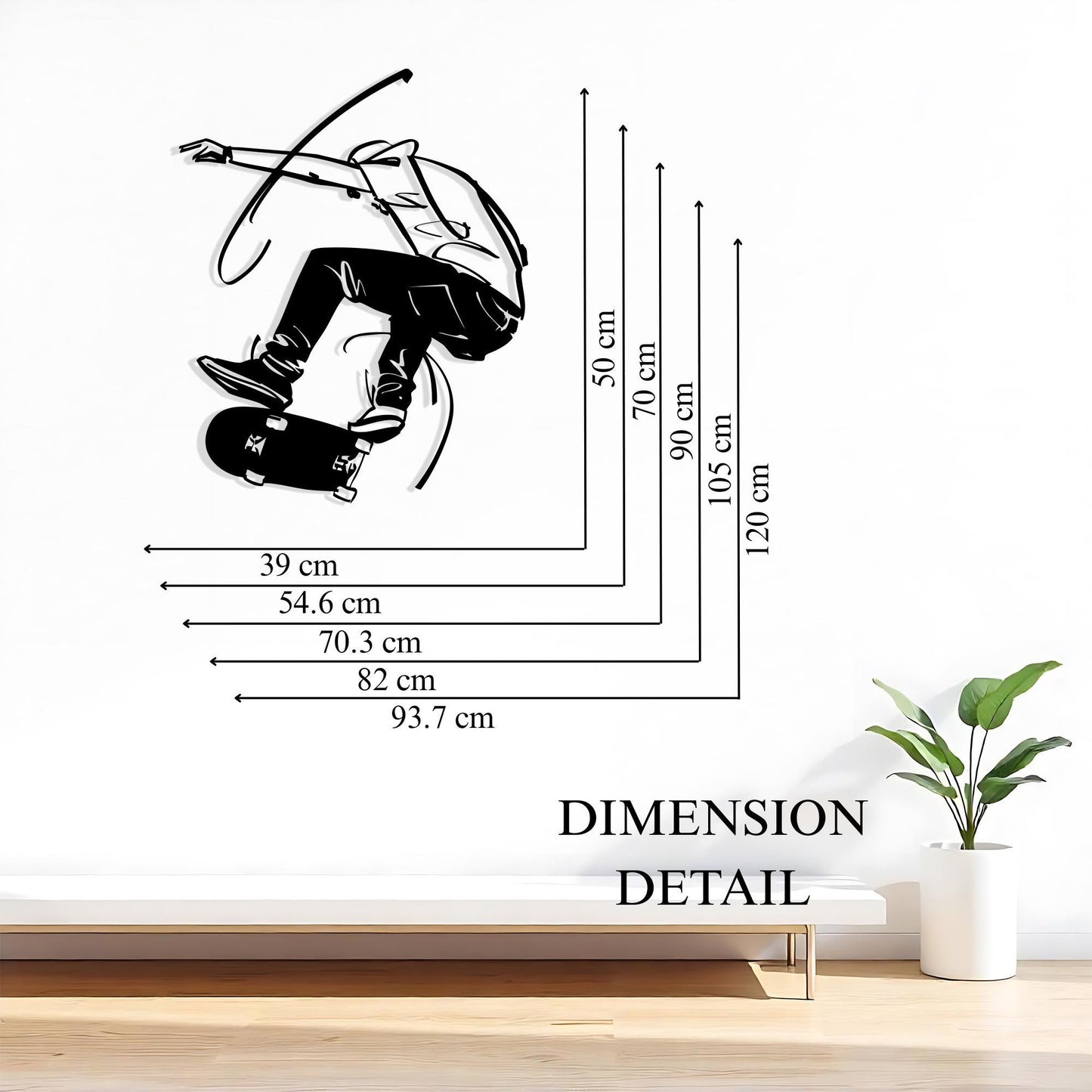 Skateboarder Metal Wall Art, Modern Teen Room Decor, Unique Birthday Gift | Wallsignature