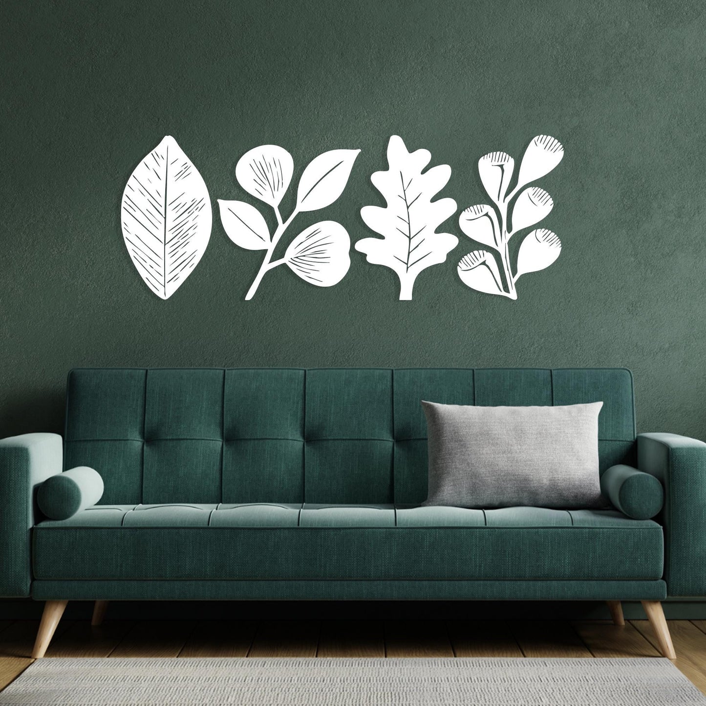 Minimalist Metal Leaf Wall Art Set of 4, Modern Botanical Decor, Housewarming Gift | Wallsignature