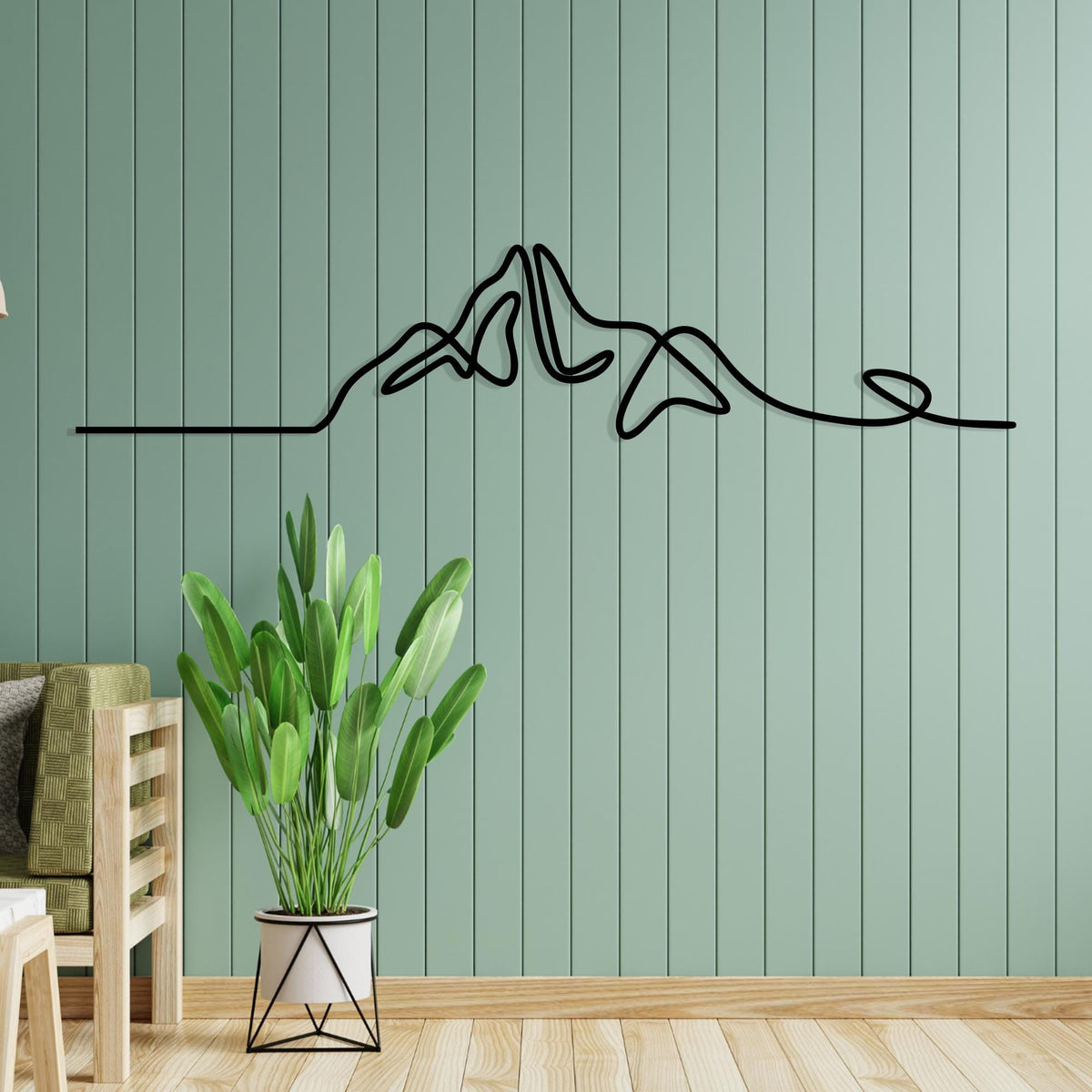 Minimalist Mountain Metal Wall Art bedroom interior styling