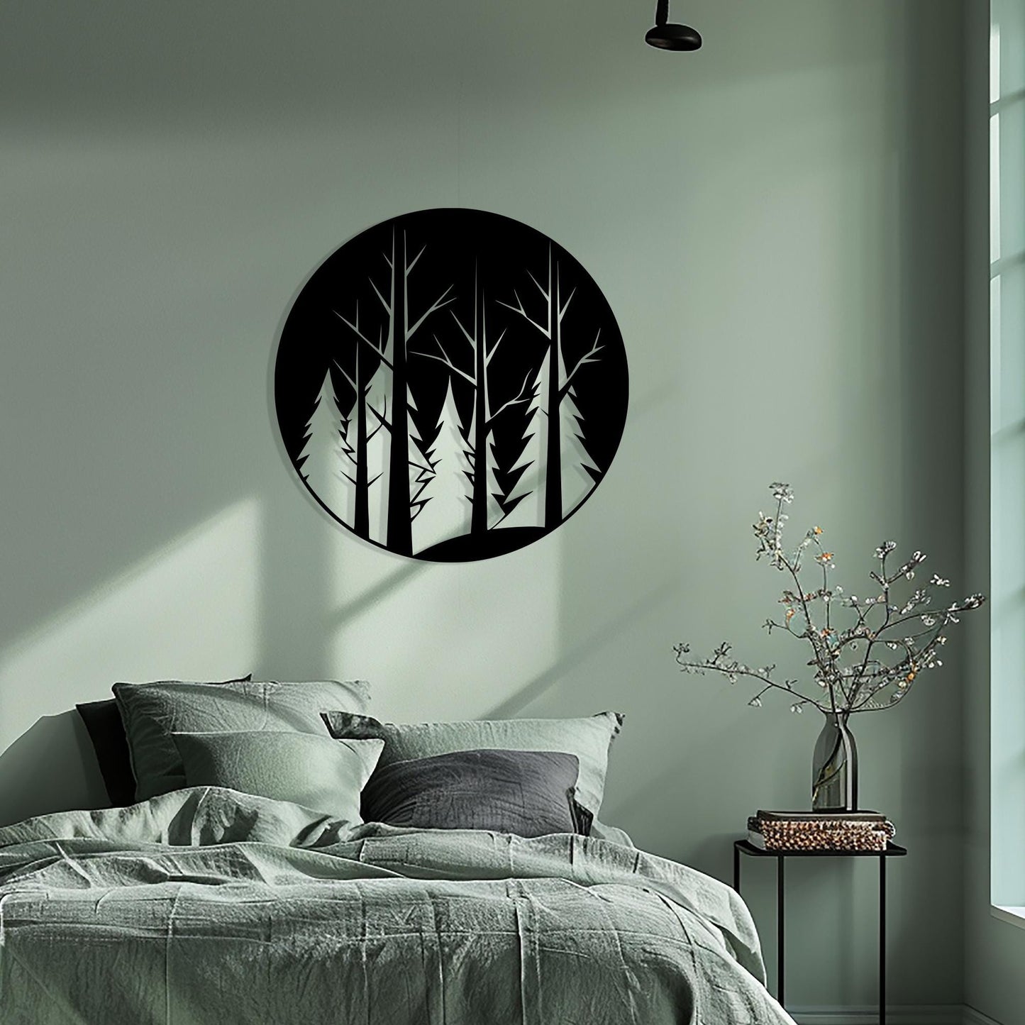 Round Forest Metal Wall Art bedroom interior styling