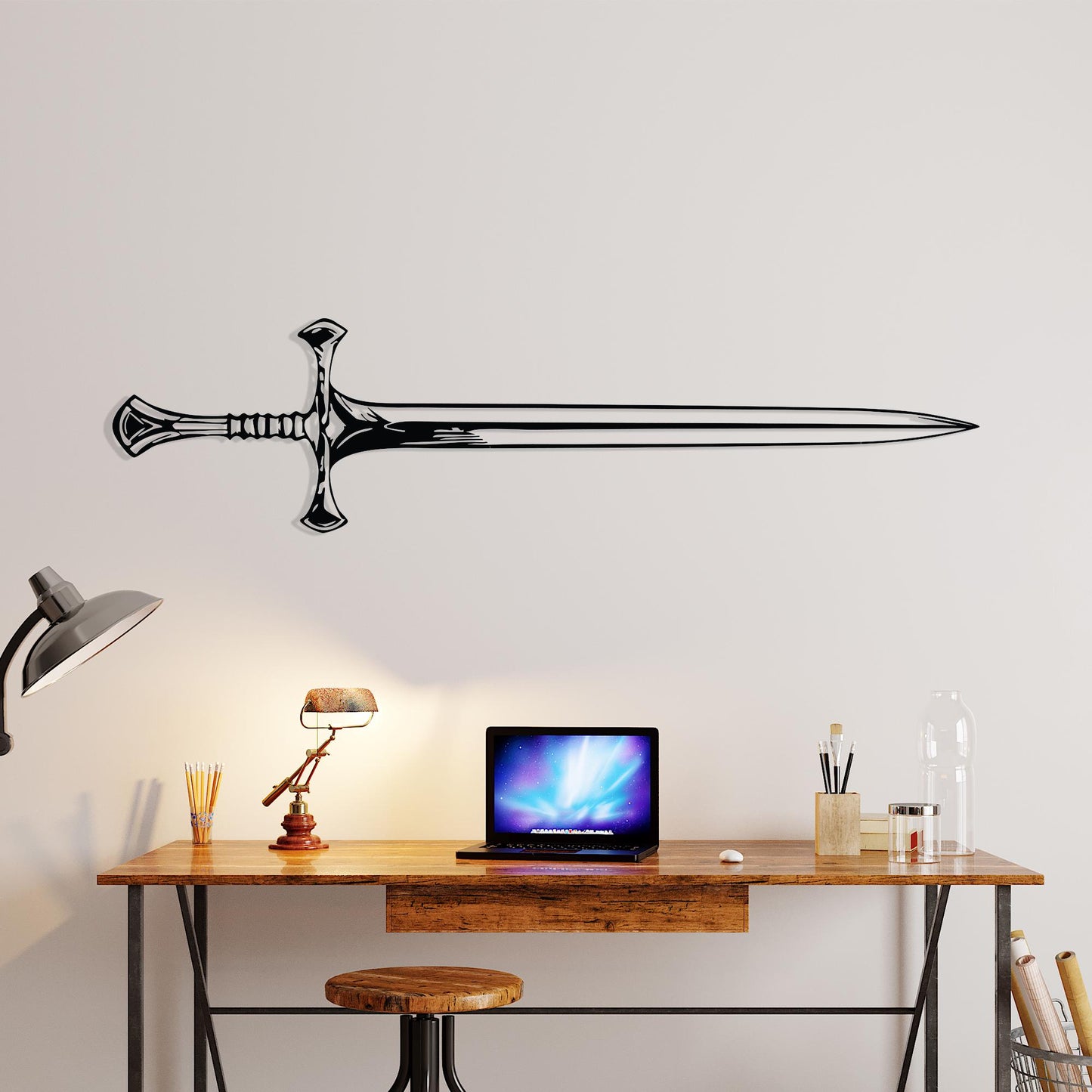 Steel Medieval Sword Wall Art, Fantasy Home Decor, Unique Birthday Gift | Wallsignature
