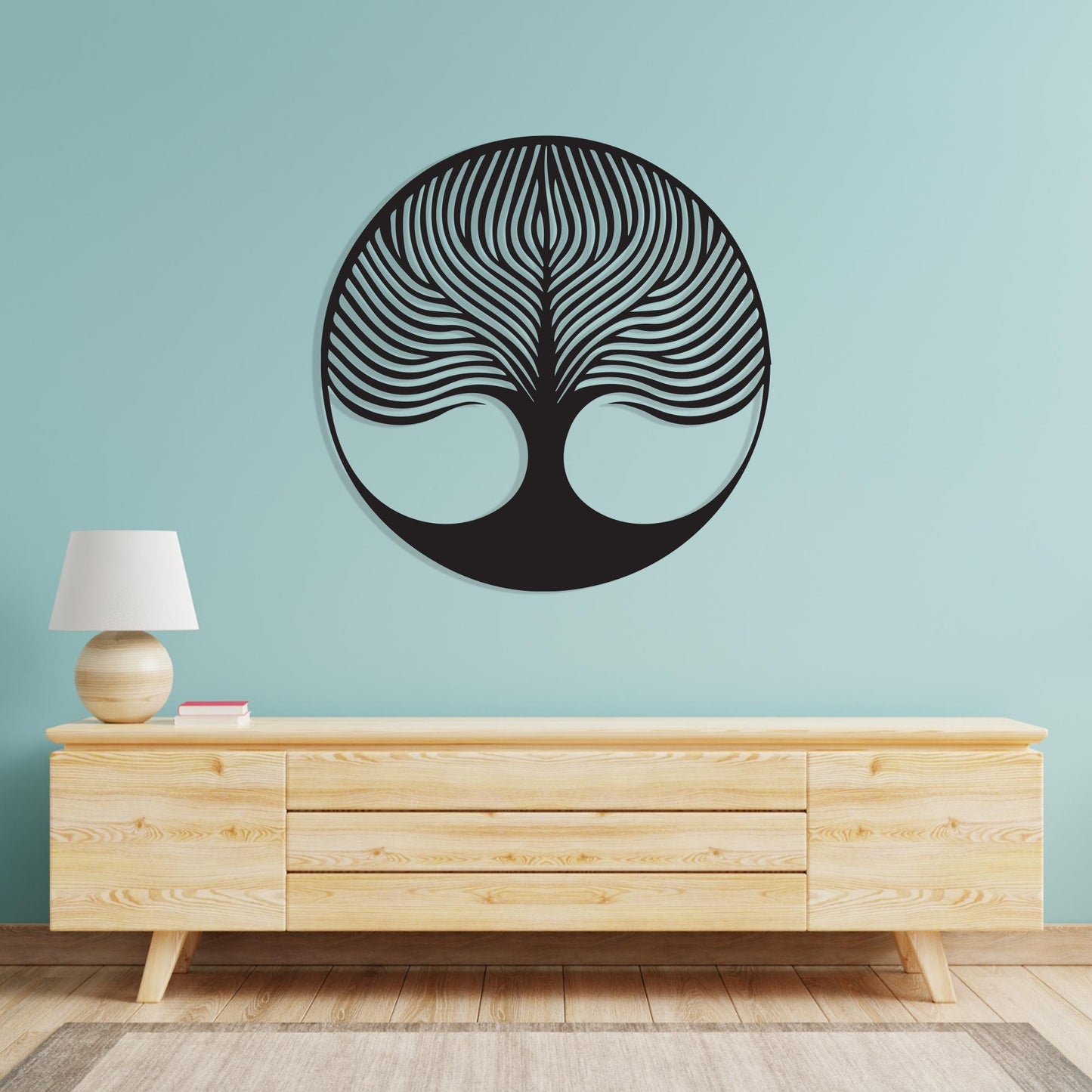 Modern Tree of Life, Round Metal Wall Art, Abstract Nature Sign, Family Gift | Wallsignature