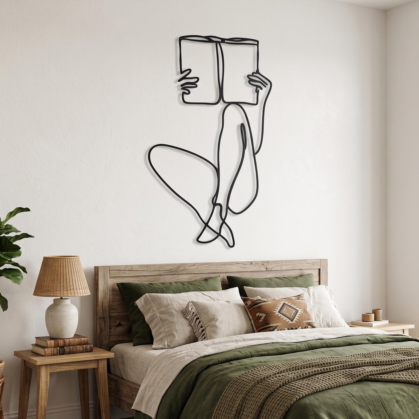 One Line Woman Metal Wall Art bedroom interior styling