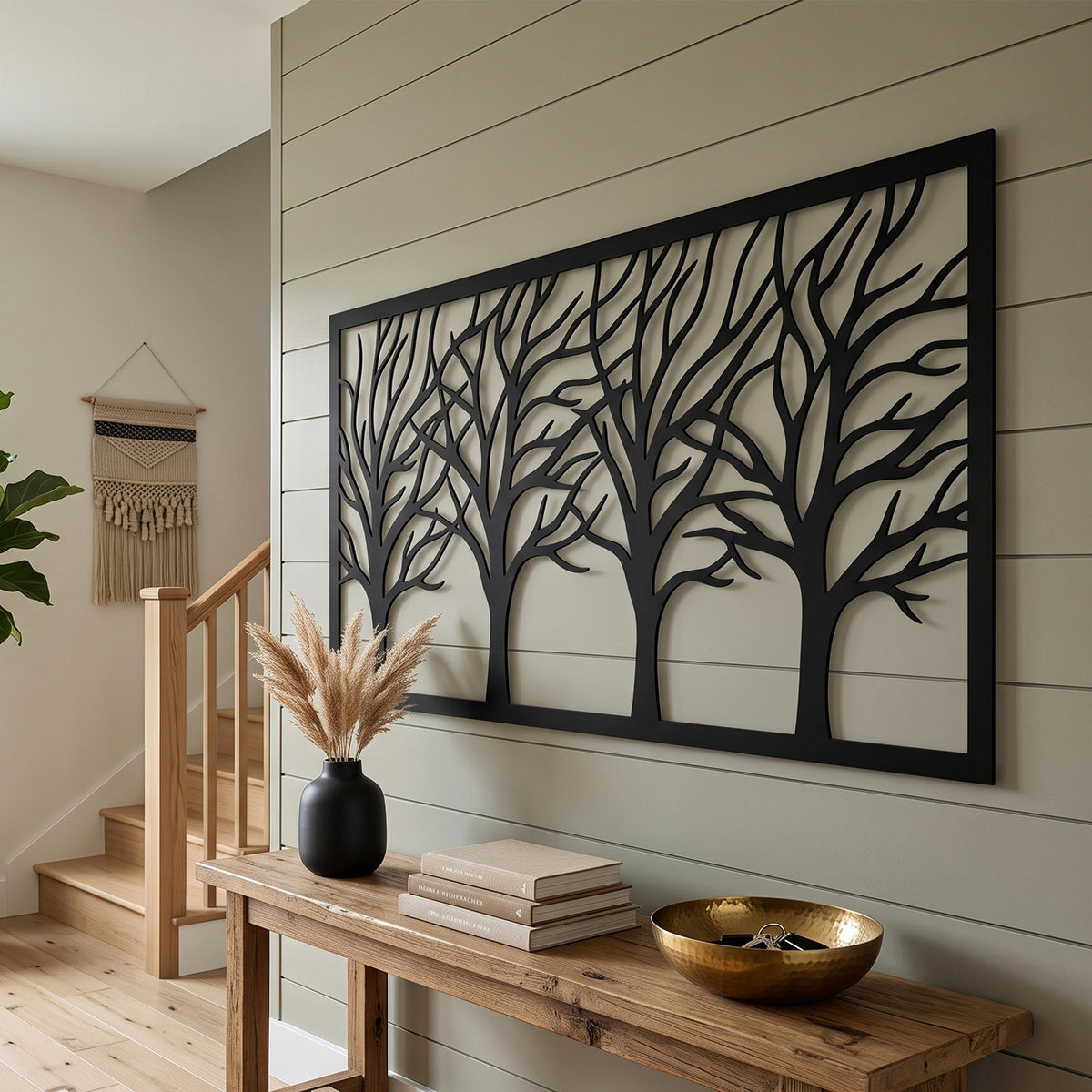 Framed Tree Branches Metal Wall Art bedroom interior styling