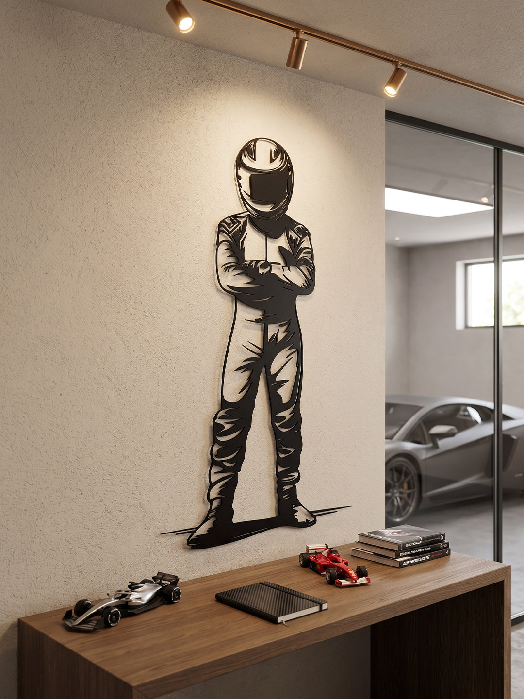 Racing Driver Metal Wall Art, Motorsport Pilot Decor, F1 Gift for Man Cave, Garage