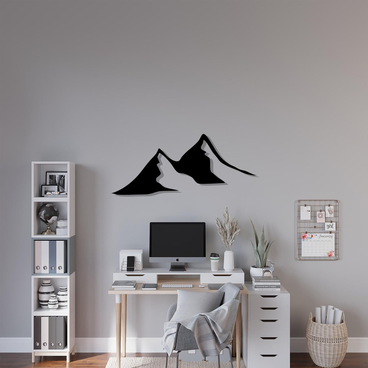Minimalist Black Metal Mountain Wall Art detail of the metal edge