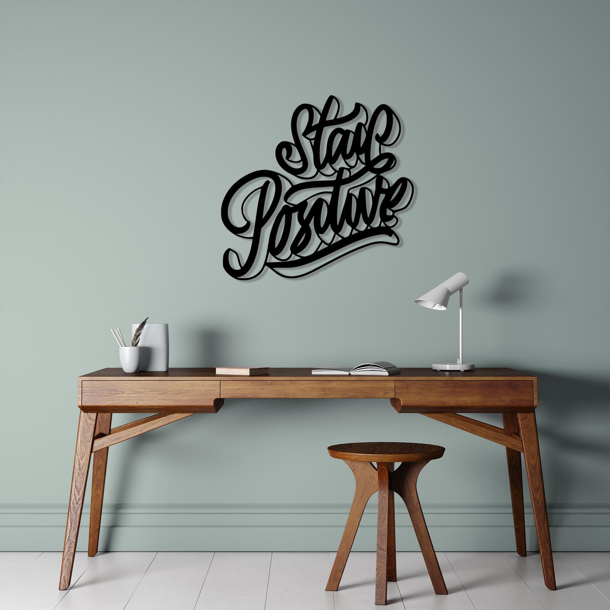 Handmade Stay Positive Metal Wall Art, Modern Office Decor | Wallsignature