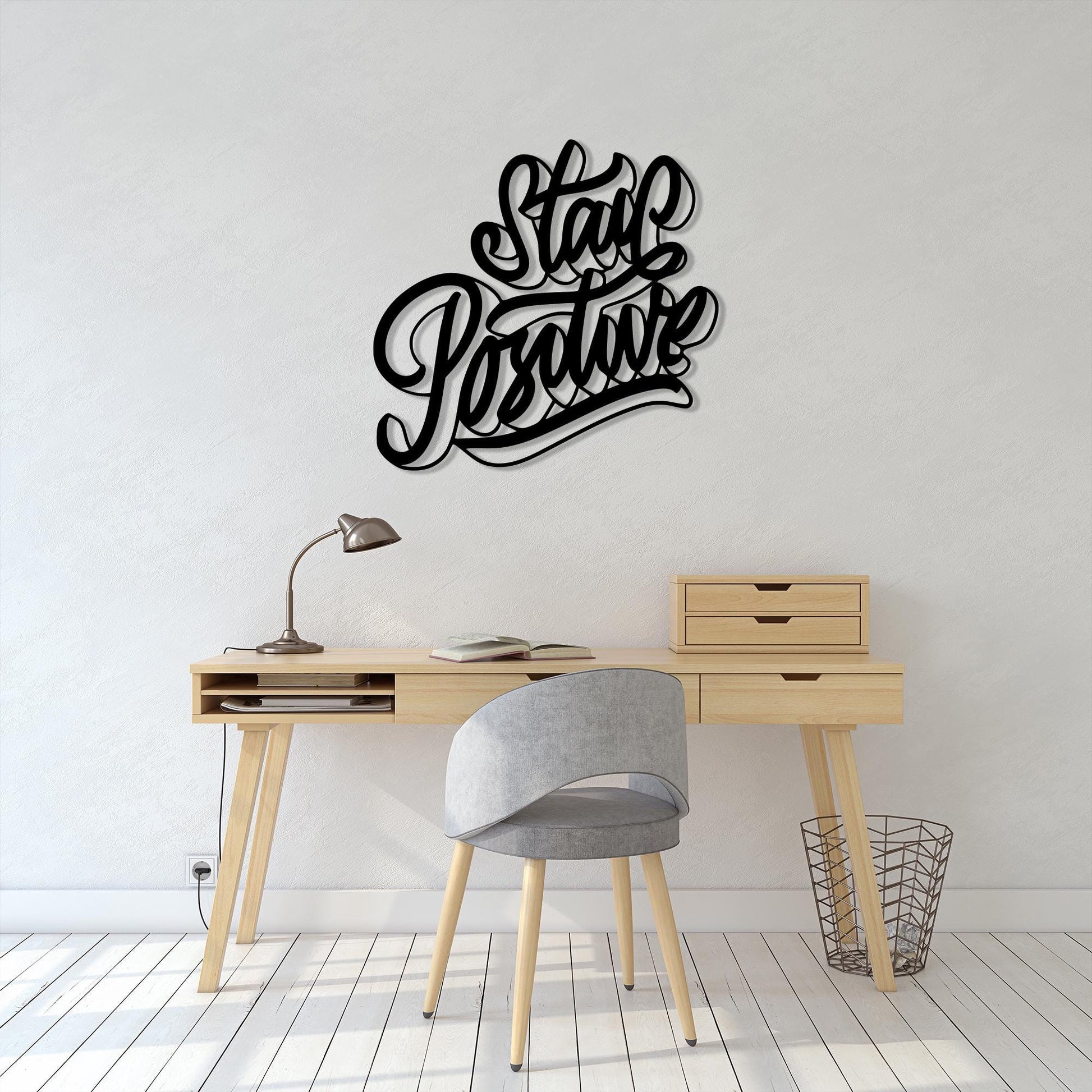 Handmade Stay Positive Metal Wall Art, Modern Office Decor | Wallsignature