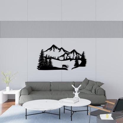 Metal Mountain Wall Art close-up of the powder-coated finish