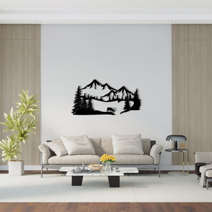 Metal Mountain Wall Art size guide with dimensions in cm and inches