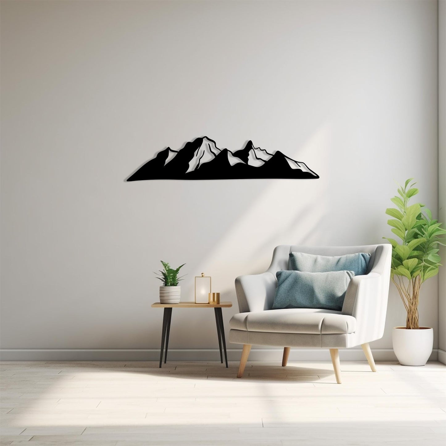 Black Metal Mountain Wall Art, Modern Nature Decor | Wallsignature