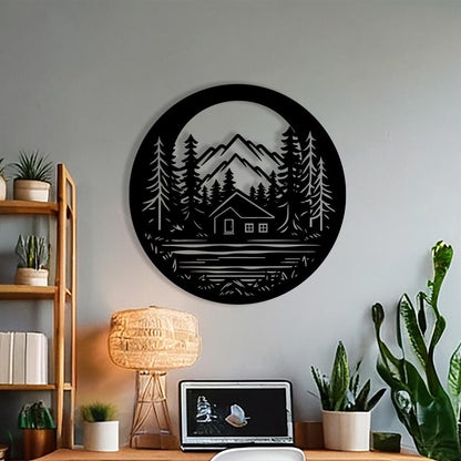 Mountain Wall Art shown on a living room wall