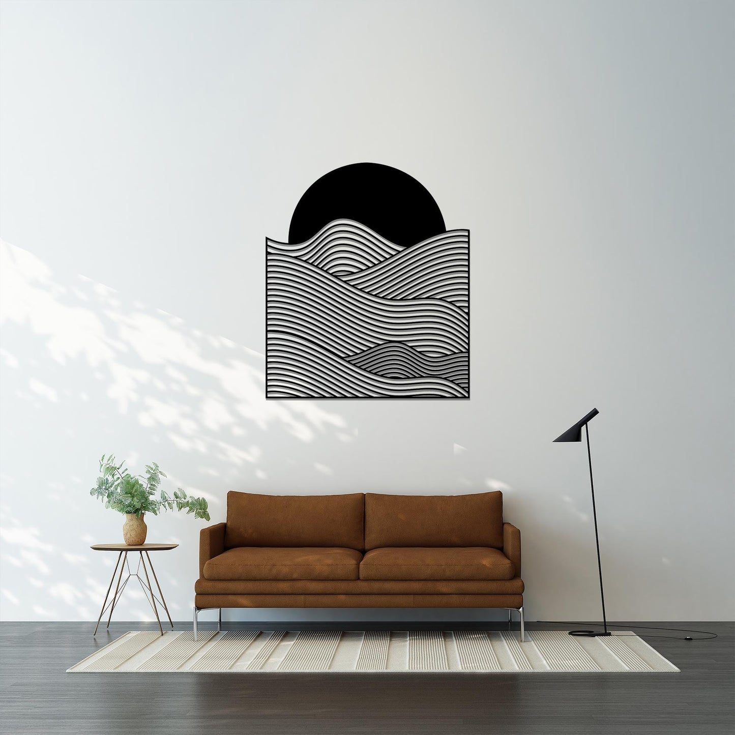 Ocean Wave Metal Wall Art, Minimalist Sea Sunset Decor, Modern Beach House Hanging | Wallsignature