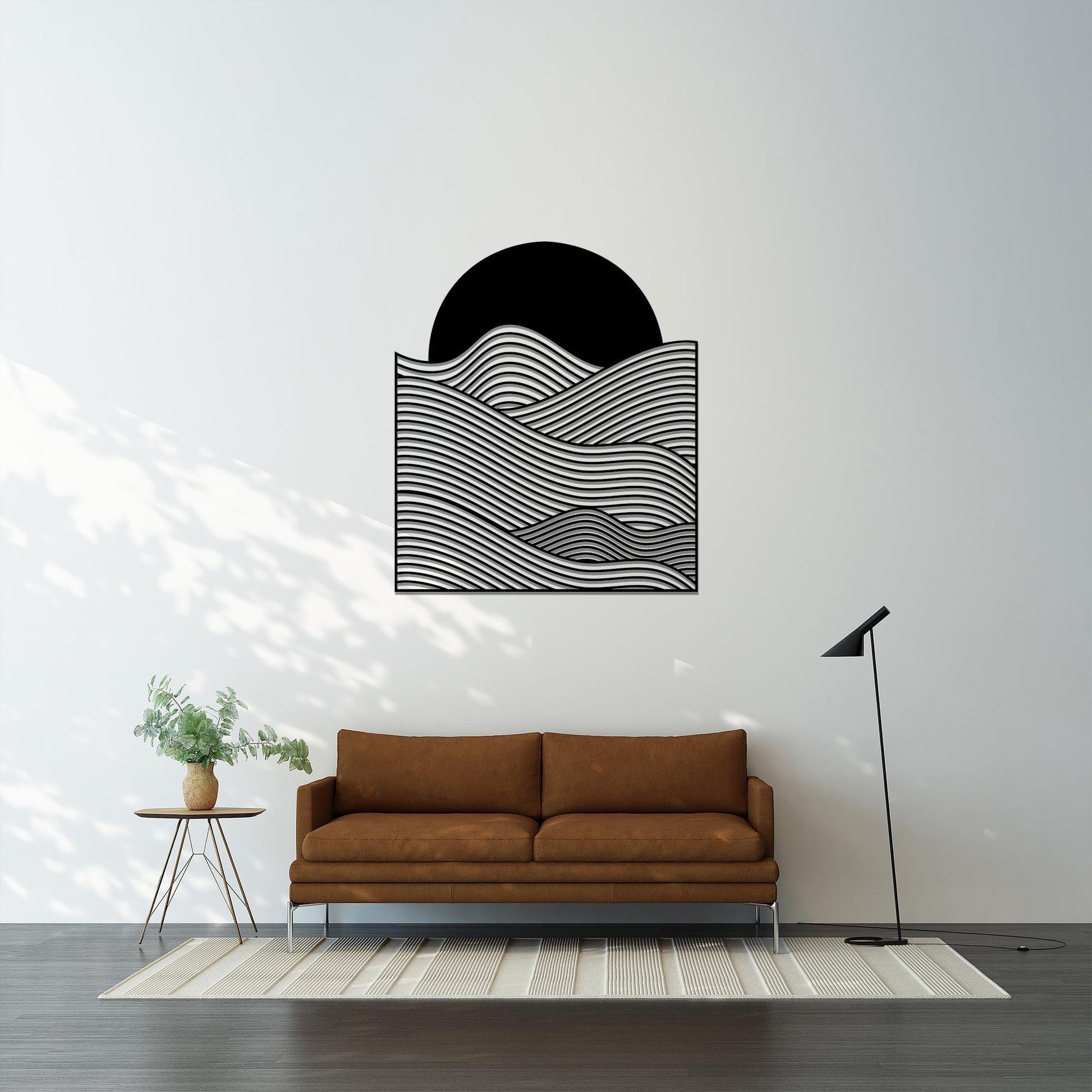 Ocean Wave Metal Wall Art, Minimalist Sea Sunset Decor, Modern Beach House Hanging | Wallsignature