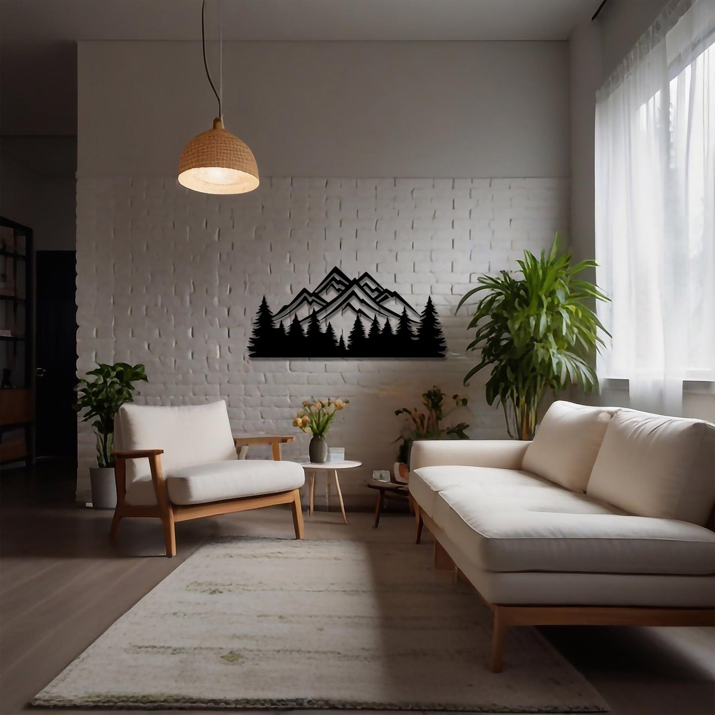 Mountain and Tree Metal Wall Art, Nature Inspired Home Decor | Wallsignature