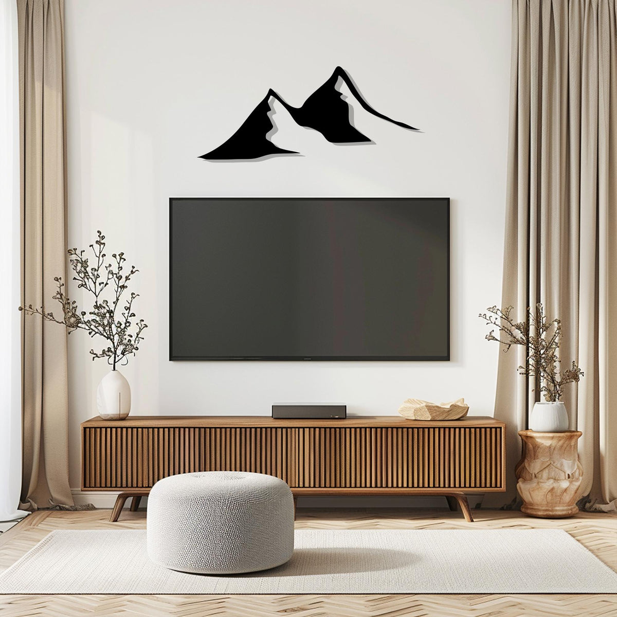 Minimalist Black Metal Mountain Wall Art colour options for the metal panel
