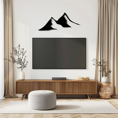 Minimalist Black Metal Mountain Wall Art colour options for the metal panel