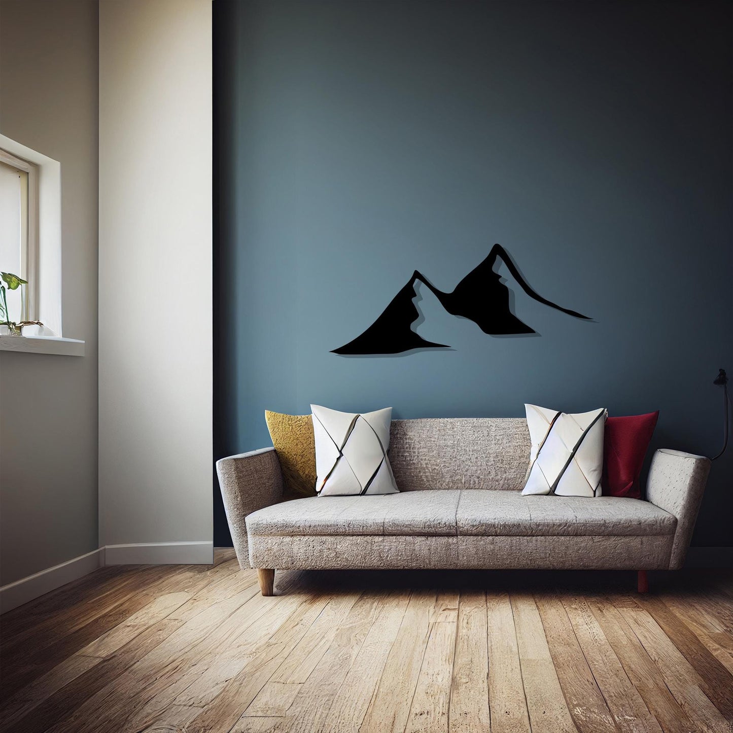 Minimalist Black Metal Mountain Wall Art, Rustic Modern Decor | Wallsignature