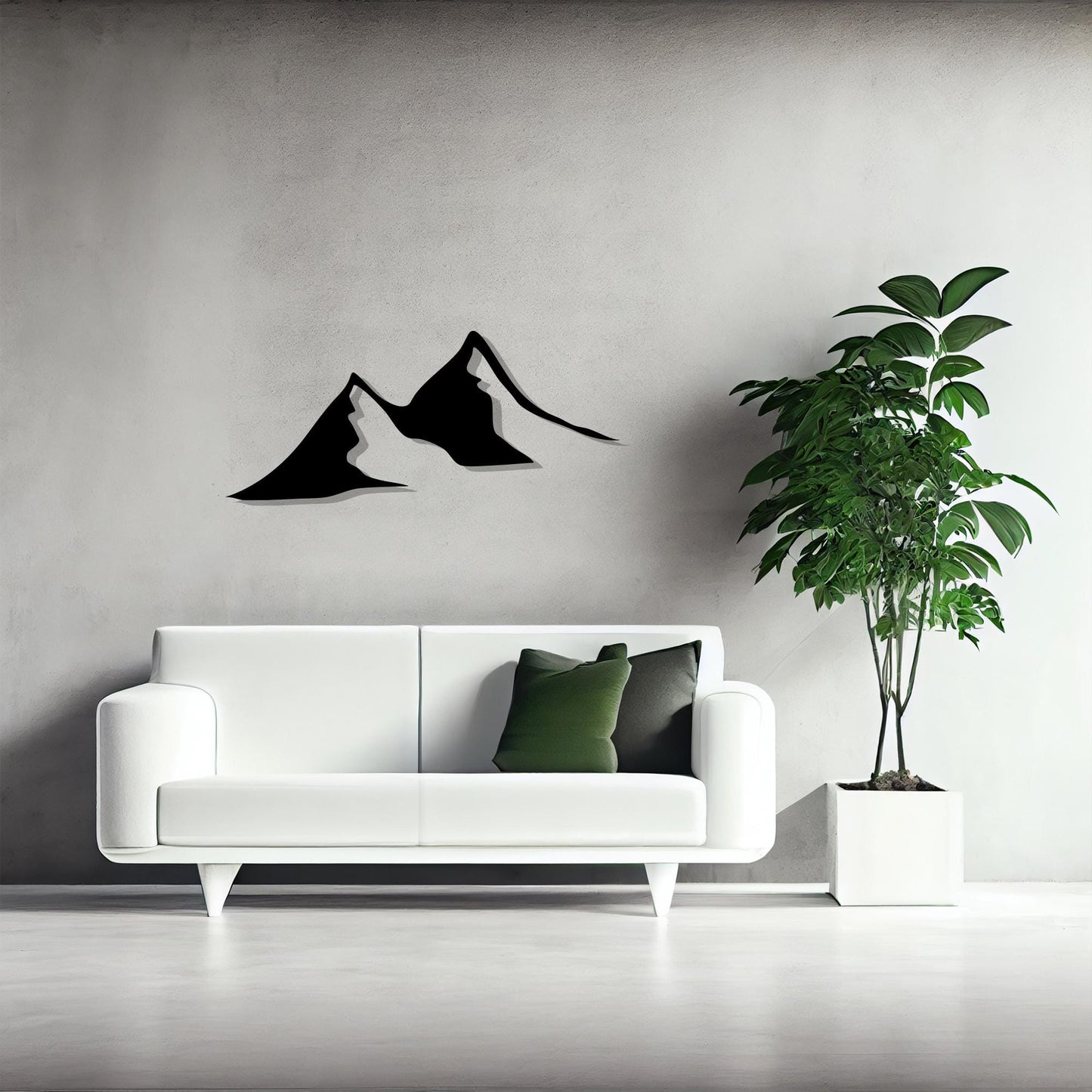 Minimalist Black Metal Mountain Wall Art, Rustic Modern Decor | Wallsignature