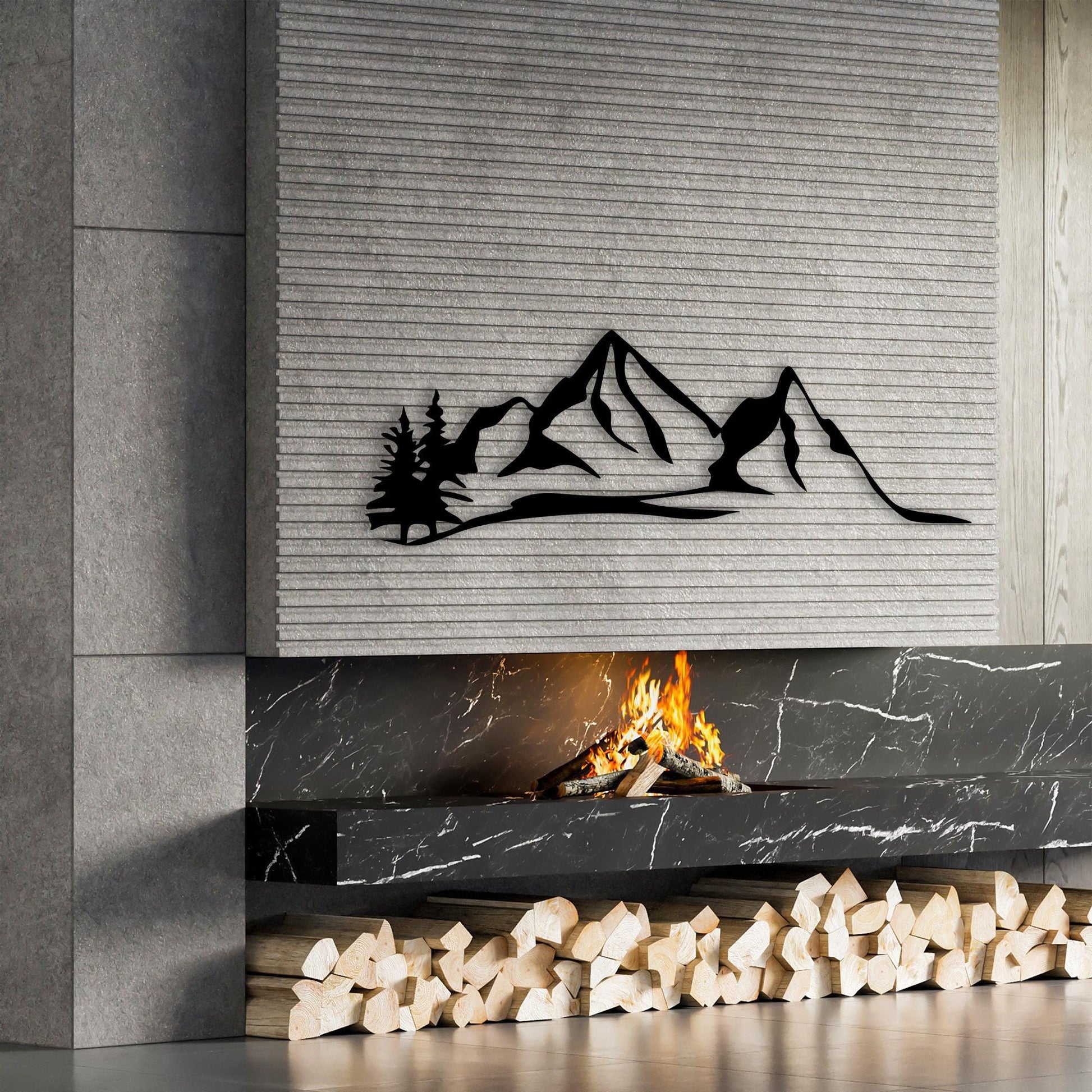 Mountain Metal Wall Art, Minimalist Nature Decor, Cabin Art | Wallsignature