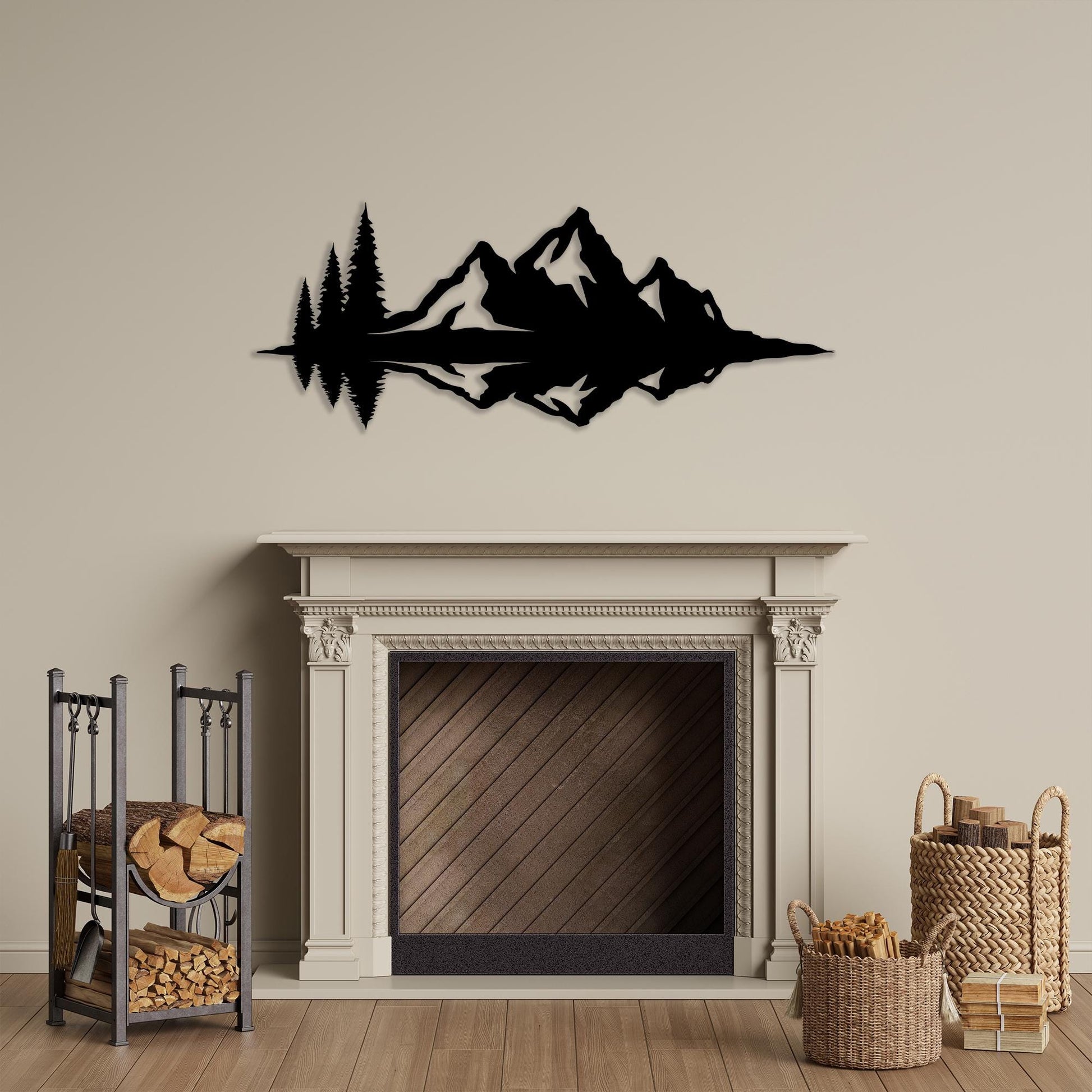Mountain Lake Black Metal Wall Art colour options for the metal panel