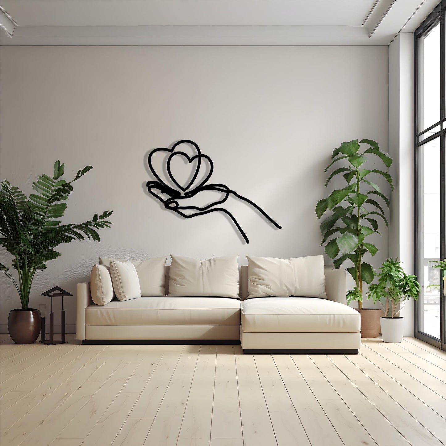 Heart in Hand Metal Wall Art, Minimalist Bedroom Sculpture | Wallsignature