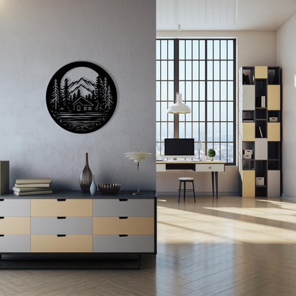Mountain Wall Art size guide with dimensions in cm and inches