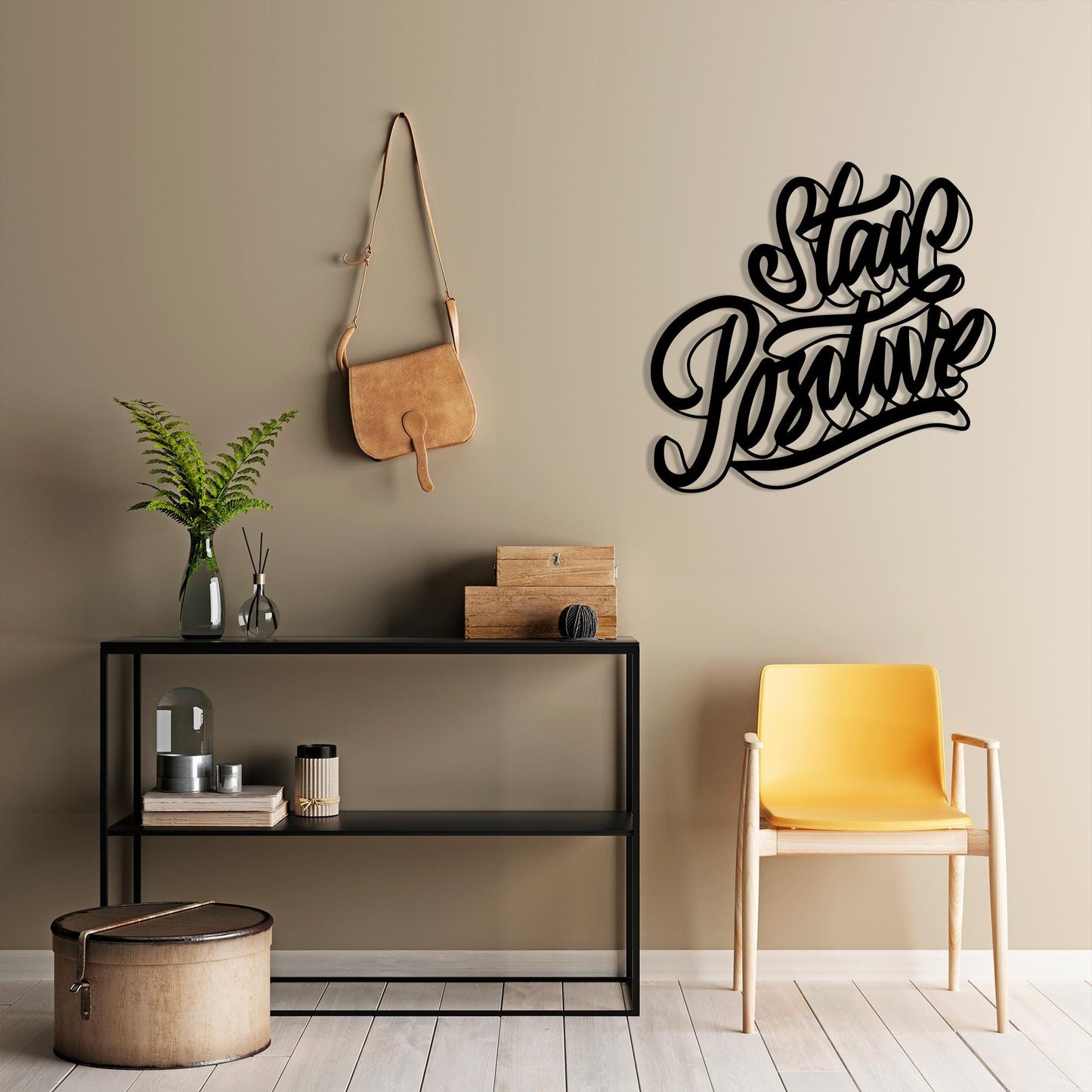 Handmade Stay Positive Metal Wall Art, Modern Office Decor | Wallsignature