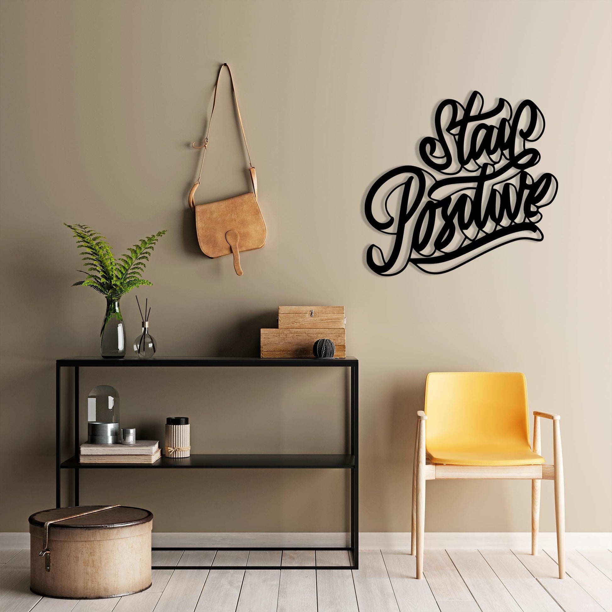 Handmade Stay Positive Metal Wall Art, Modern Office Decor | Wallsignature