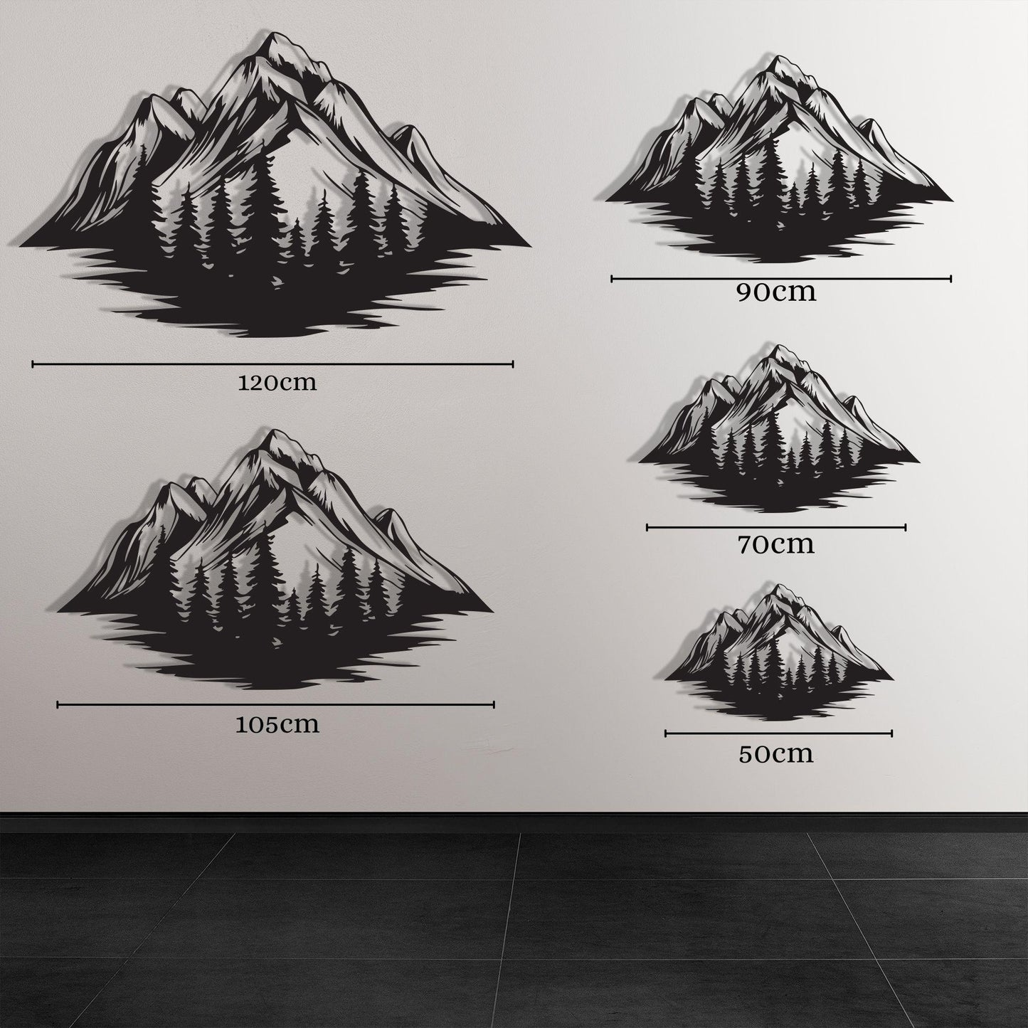 Metal Mountain Wall Art colour options for the metal panel