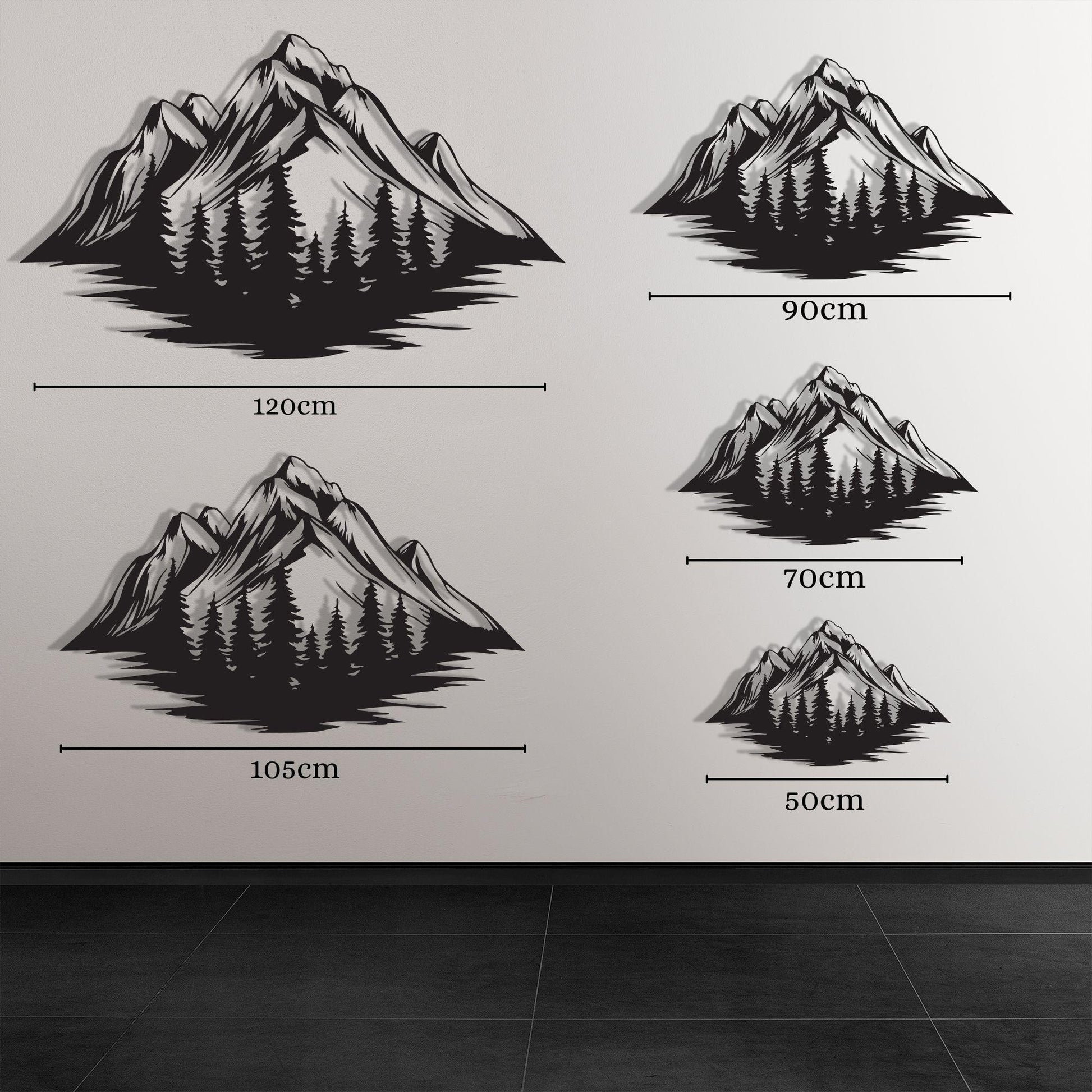 Metal Mountain Wall Art colour options for the metal panel