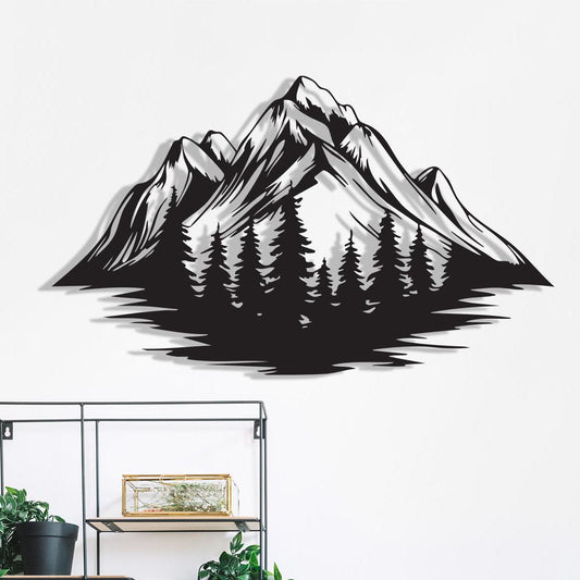 Metal Mountain Wall Art, Pine Forest Sign, Rustic Cabin Decor, Adventure Gift | Wallsignature
